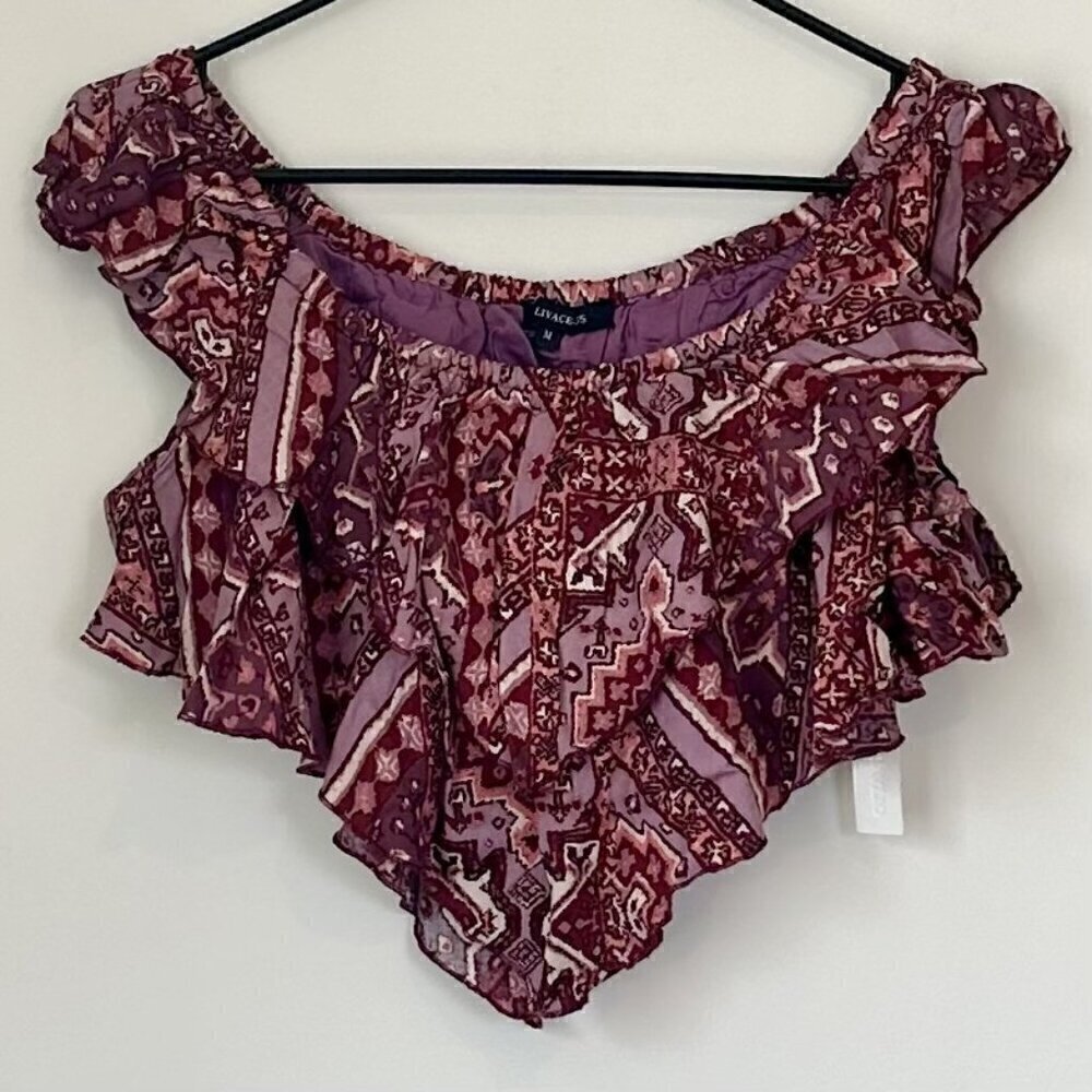 NWT Olivaceous Handkerchief Print Crop Top - Size: Medium